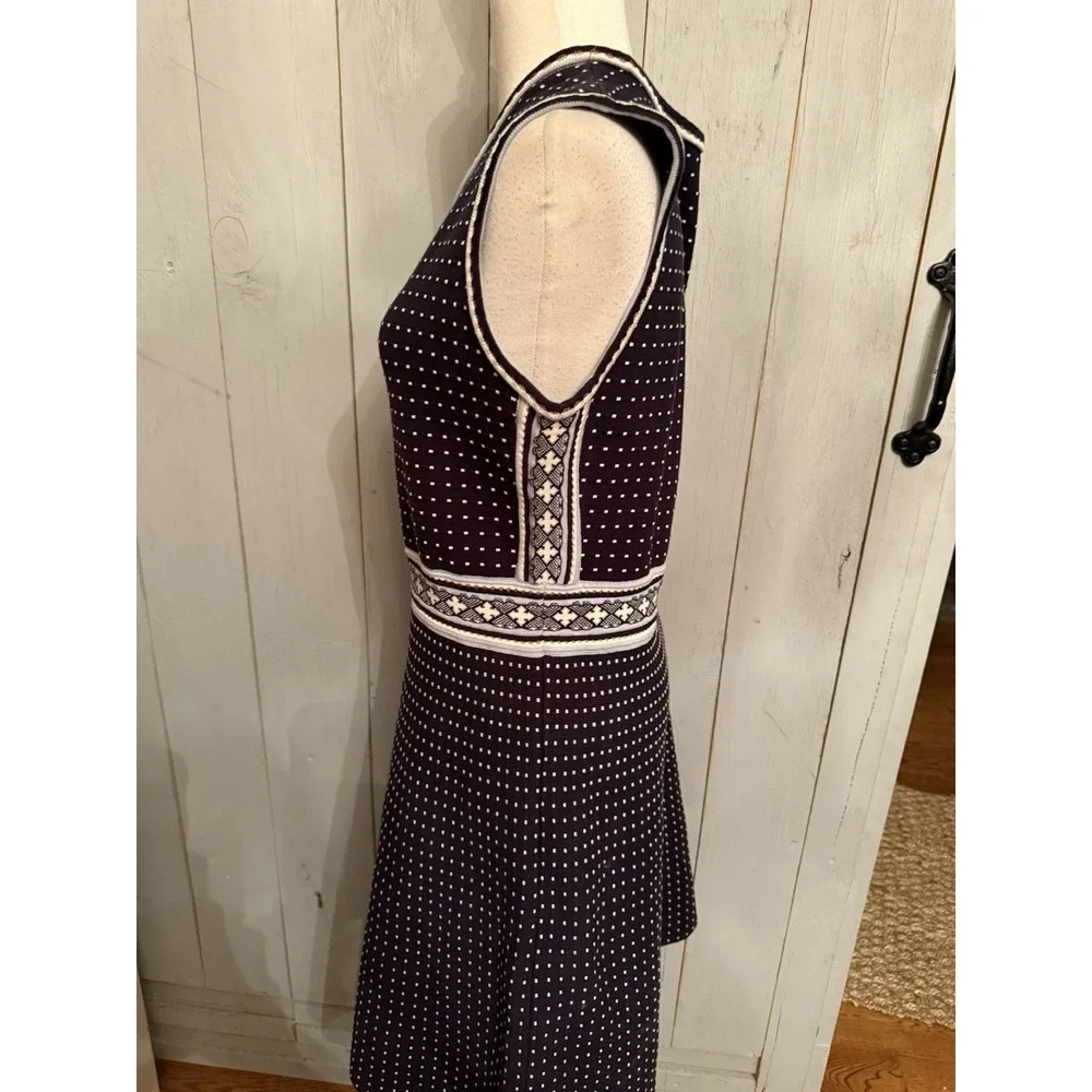 TORY‎ BURCH Navy Mini Geo Sleeveless Knit Sweater A-line Dress Sz XL $395 F17